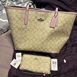 Authentic Coach tote and matching wallet
